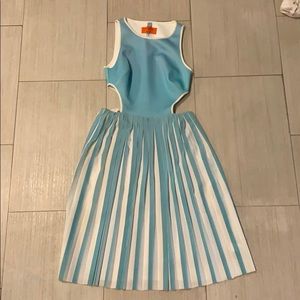 Clover Canyon blue scuba and pleated dress